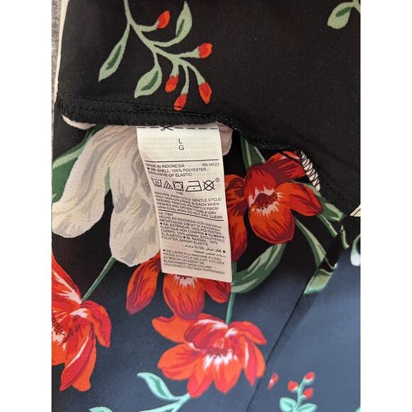 Old Navy Top Womens Size Large Black Floral Swing Bell Sleeve Semi Sheer Ruffle - Picture 4 of 8
